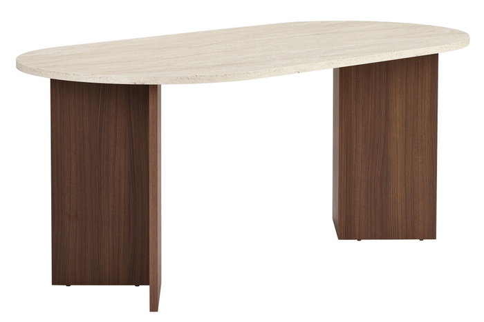Nordure Mesa de Comedor Sablin en Travertino y Nogal Milán Nordure Mesa de Comedor Sablin en Travertino y Nogal Milán